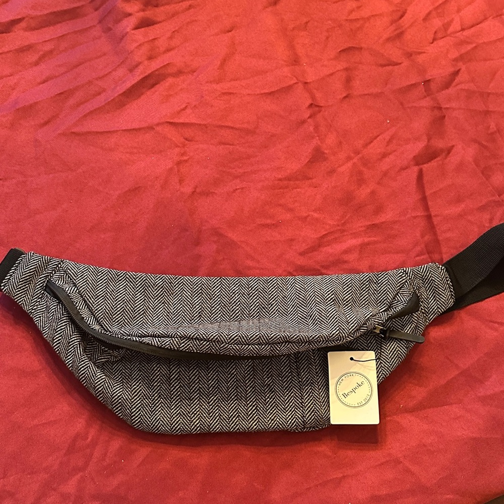 BespokeFit Black and White Herringbone Belt Bag